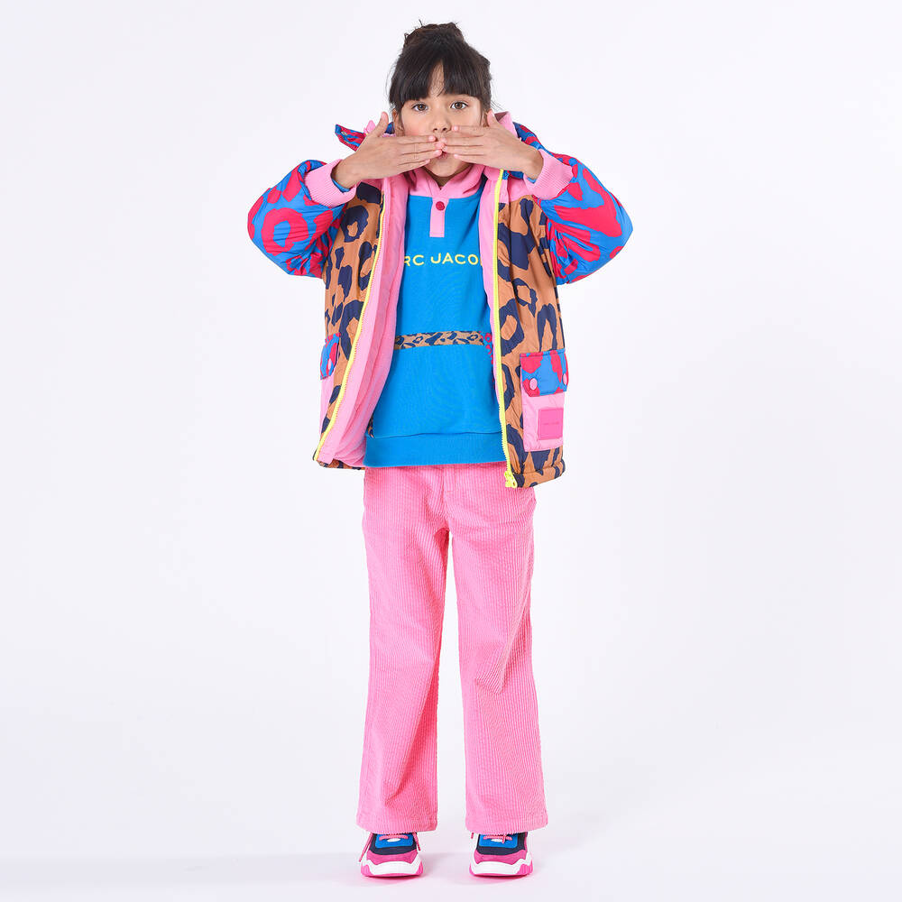 MARC JACOBS-Голубая хлопковая худи с леопардовым принтом на кармане | Childrensalon Outlet