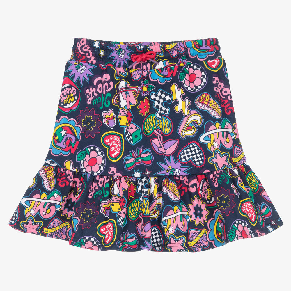 MARC JACOBS - Girls Blue Cotton Patches Skirt | Childrensalon