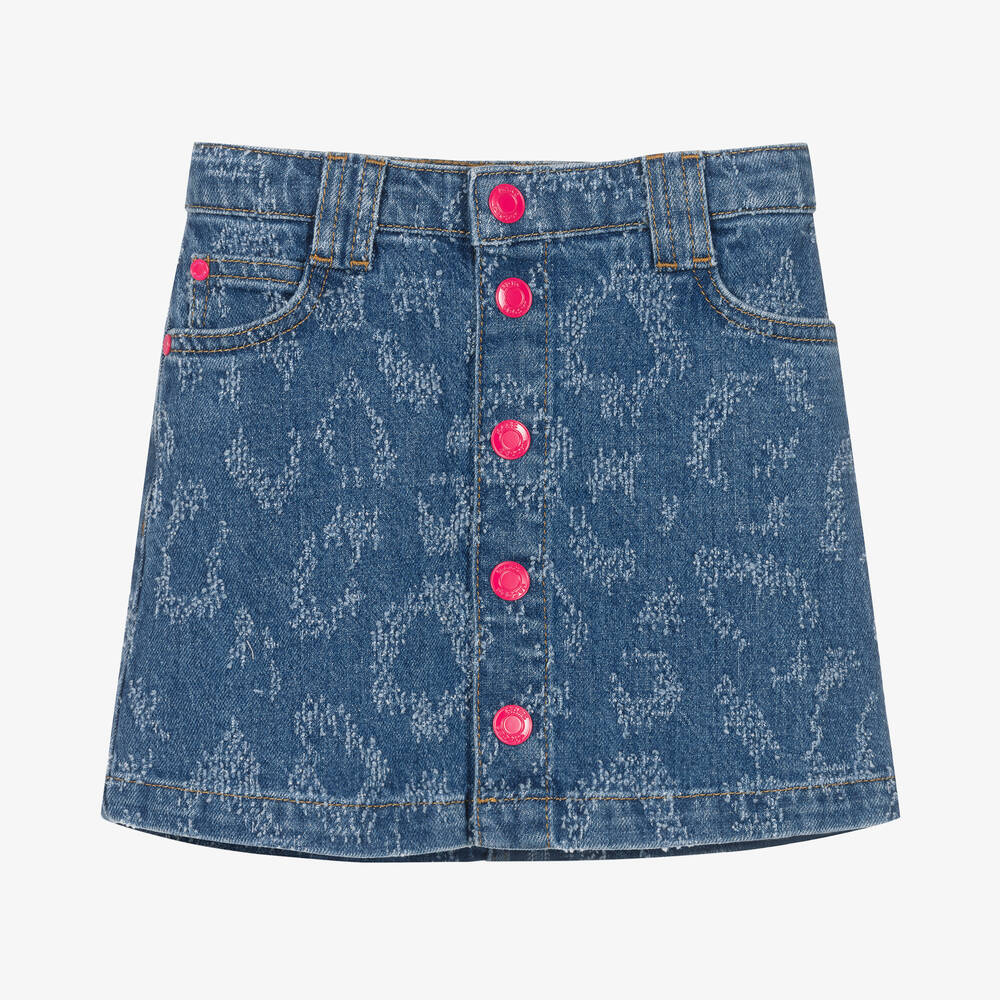 MARC JACOBS - Girls Blue Denim Leopard Pattern Skirt | Childrensalon