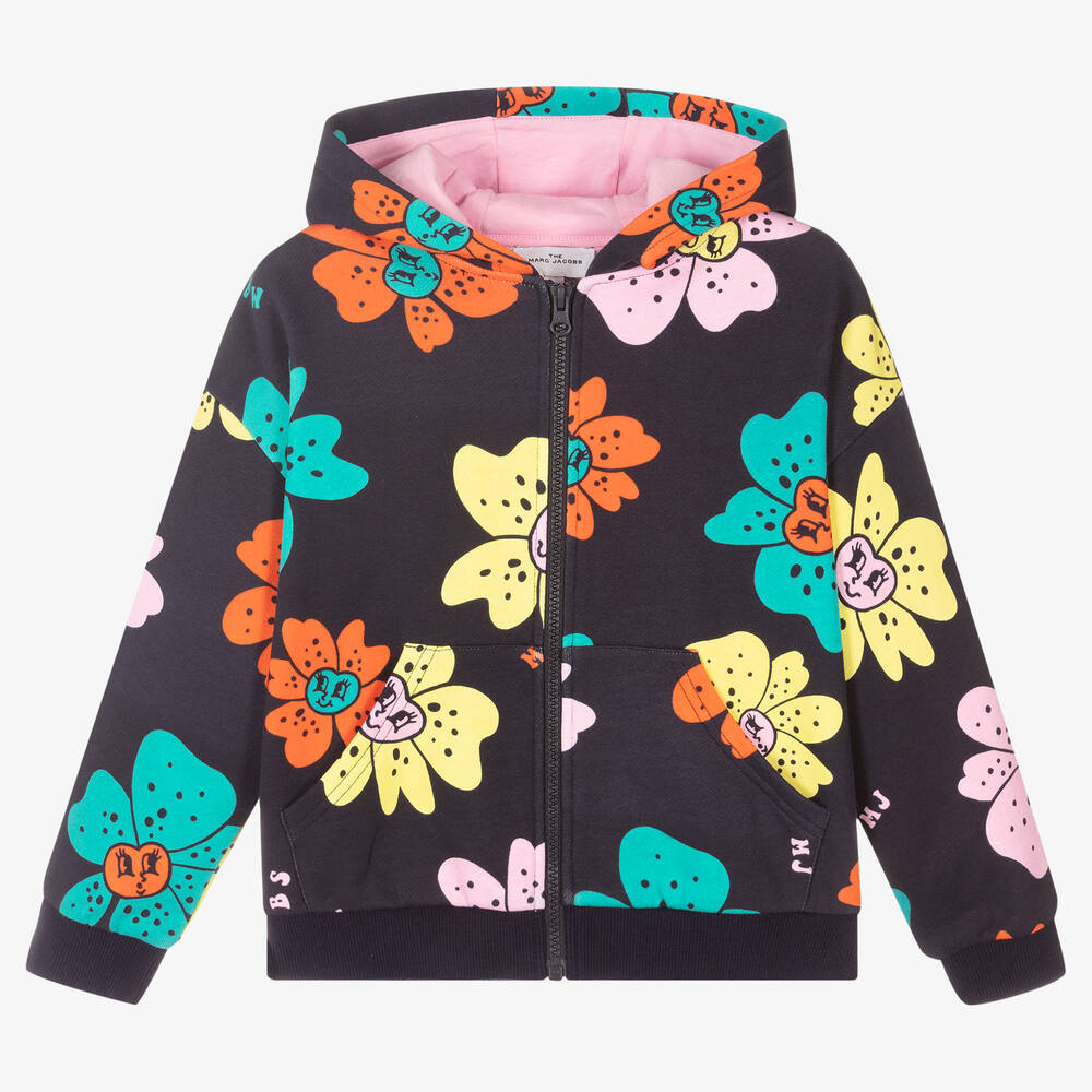 MARC JACOBS - Girls Blue Floral Zip-Up Top | Childrensalon