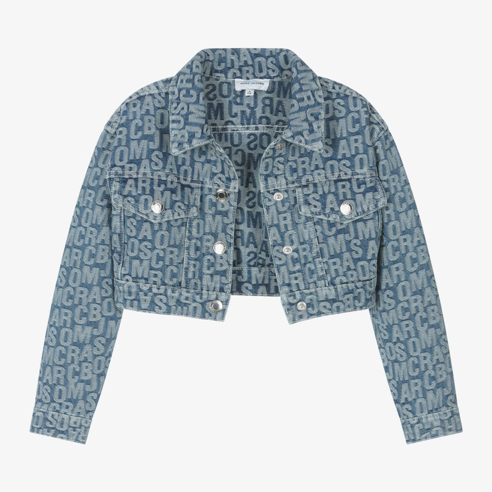 MARC JACOBS-Girls Blue Jacquard Denim Jacket | Childrensalon Outlet