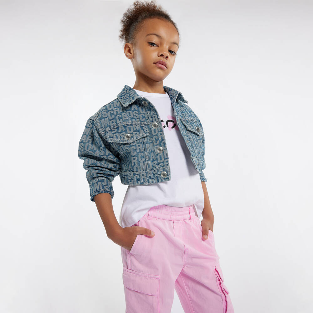 MARC JACOBS-Girls Blue Jacquard Denim Jacket | Childrensalon Outlet