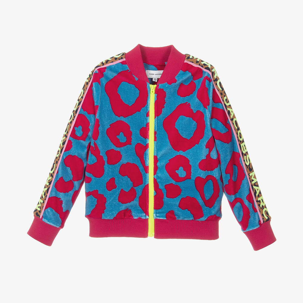 MARC JACOBS-Голубой велюровый топ на молнии с леопардовым принтом | Childrensalon Outlet