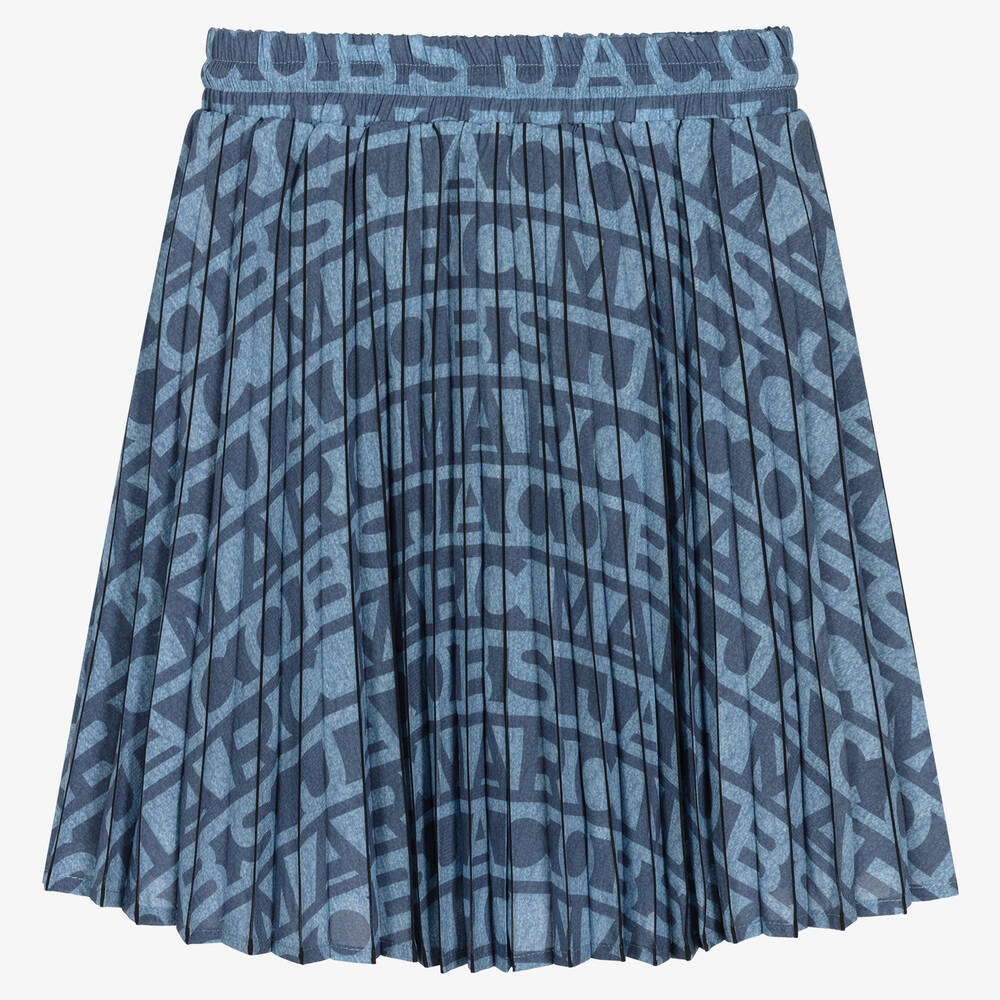 MARC JACOBS-Girls Blue Logo Pleated Skirt | Childrensalon Outlet