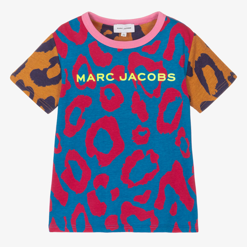 MARC JACOBS - Розово-голубая футболка с леопардовым принтом | Childrensalon