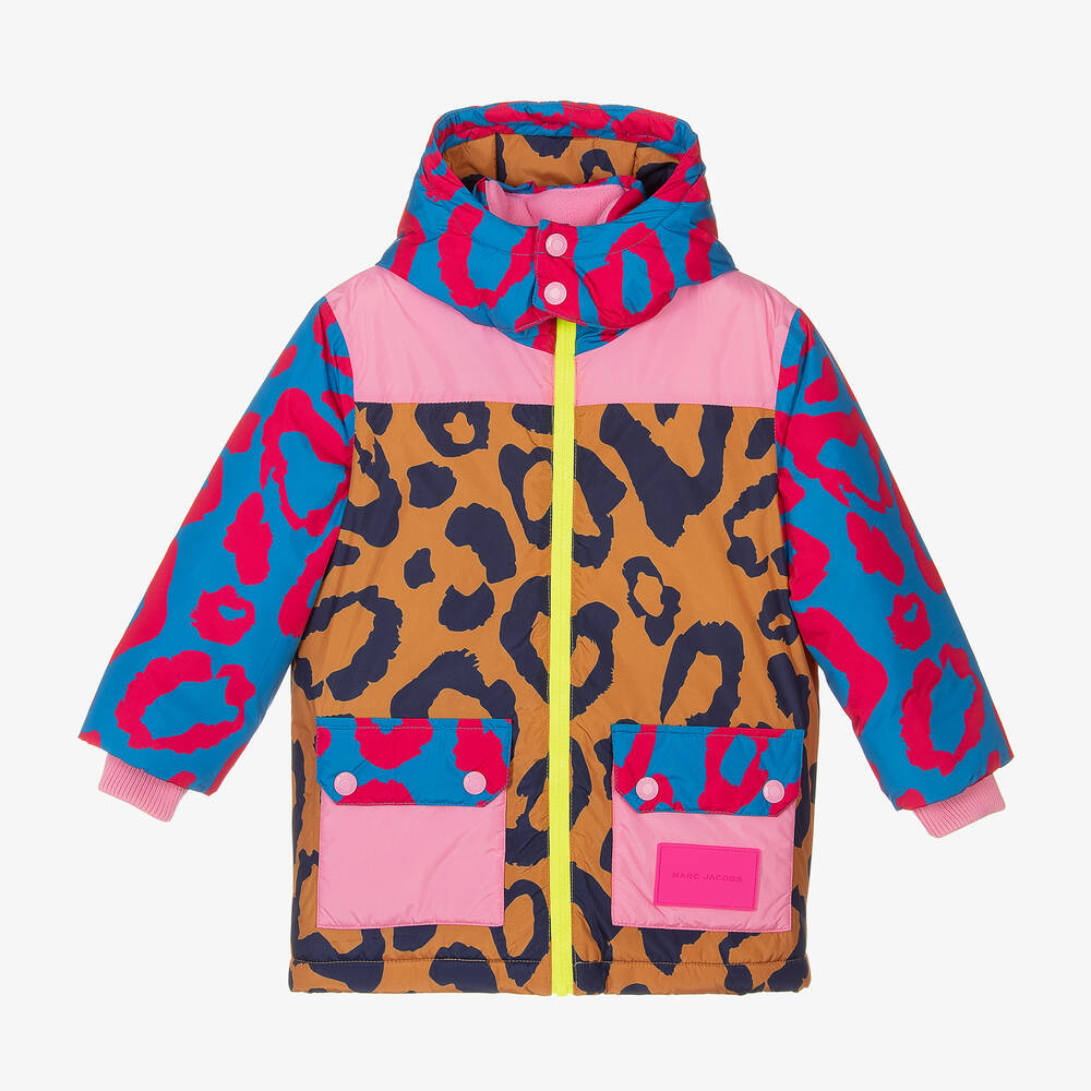 MARC JACOBS - Коричнево-розовая лыжная куртка с леопардовым принтом | Childrensalon