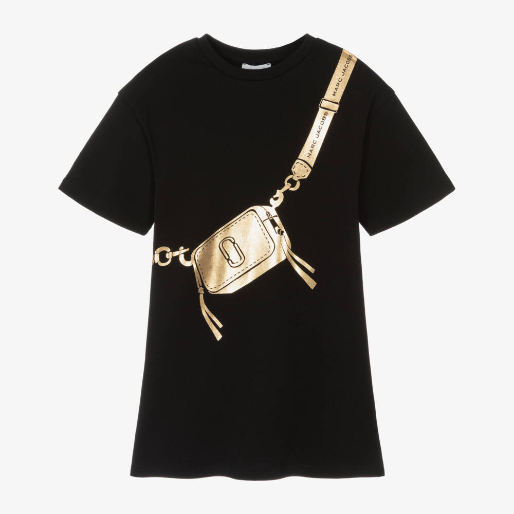 MARC JACOBS-فستان قطني أنيق باللون الأسود للبنات | Childrensalon Outlet