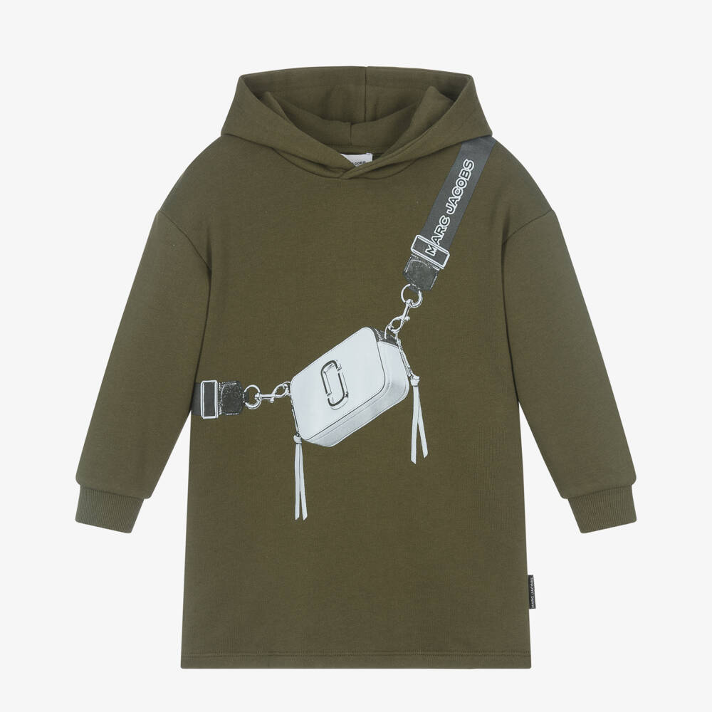 MARC JACOBS-فستان بطبعة سناب شوت قطن لون أخضر كاكي | Childrensalon Outlet