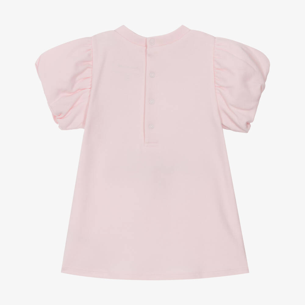 MARC JACOBS-فستان بناتي قطني وردي بأكمام منتفخة | Childrensalon Outlet