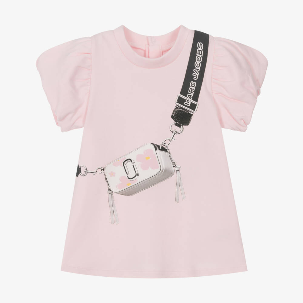 MARC JACOBS-Платье из хлопка с розовыми пышными рукавами для девочек | Childrensalon Outlet