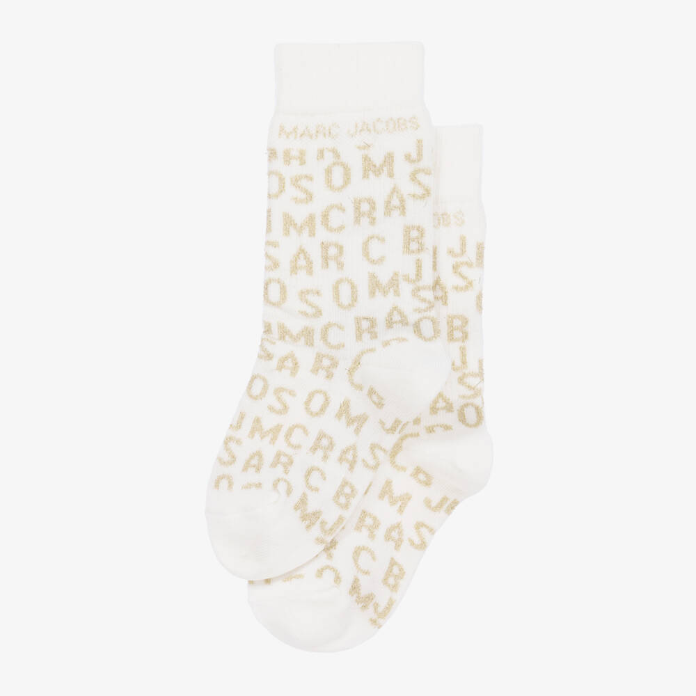MARC JACOBS-Girls Cream & Gold Knit Socks | Childrensalon Outlet