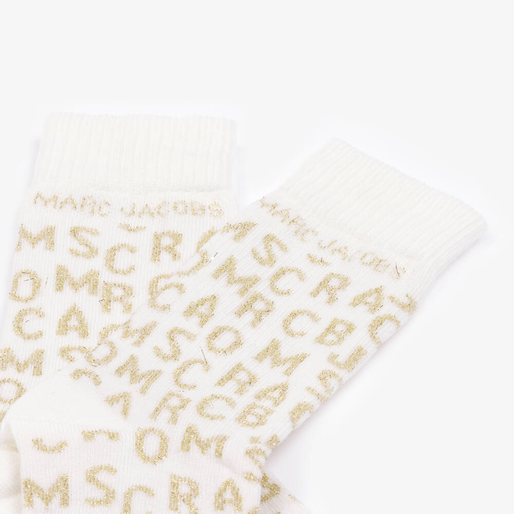 MARC JACOBS-Girls Cream & Gold Knit Socks | Childrensalon Outlet