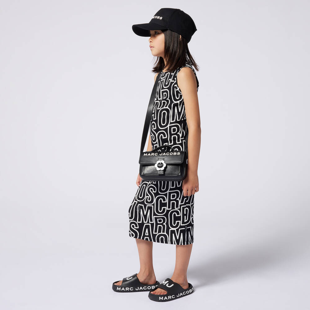 MARC JACOBS-Платье из хлопка с брендовым логотипом для девочек в цвете эбони | Childrensalon Outlet