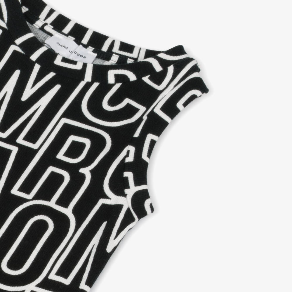 MARC JACOBS-Платье из хлопка с брендовым логотипом для девочек в цвете эбони | Childrensalon Outlet