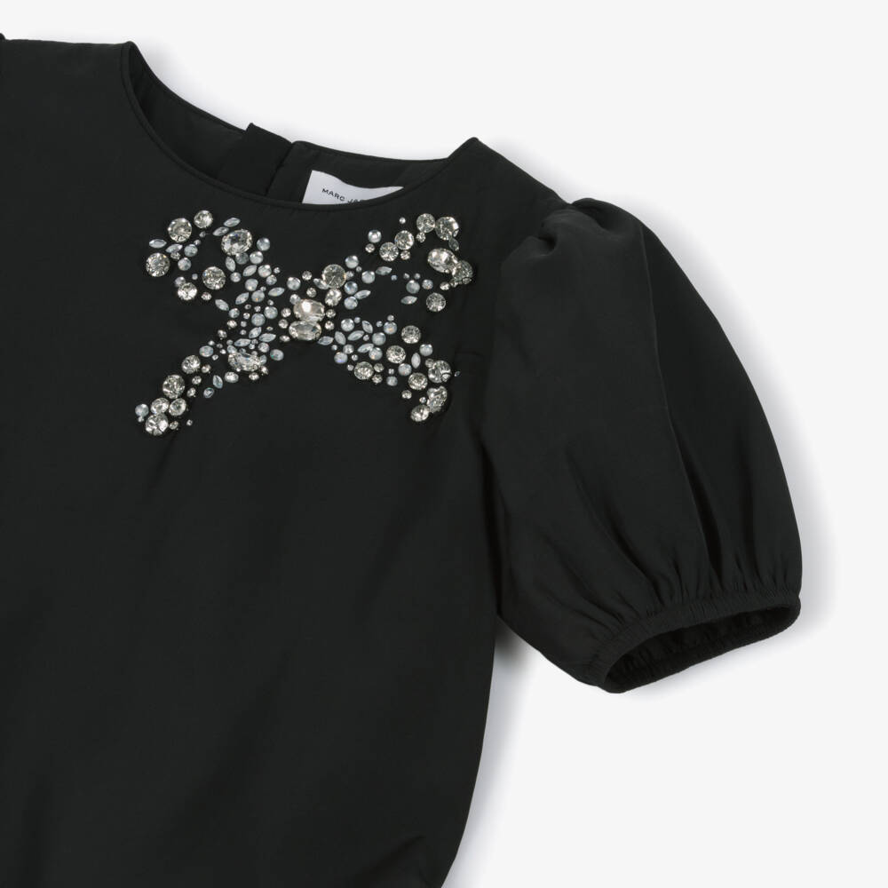 MARC JACOBS-فستان أسود أنيق للبنات مع فيونكة | Childrensalon Outlet