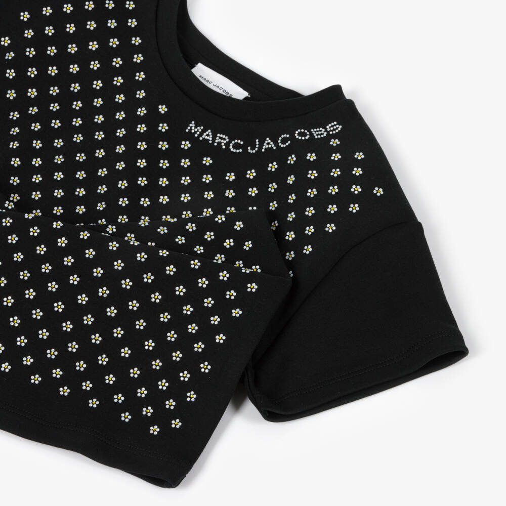 MARC JACOBS-Элегантное хлопковое черное платье с ромашками для девочек | Childrensalon Outlet