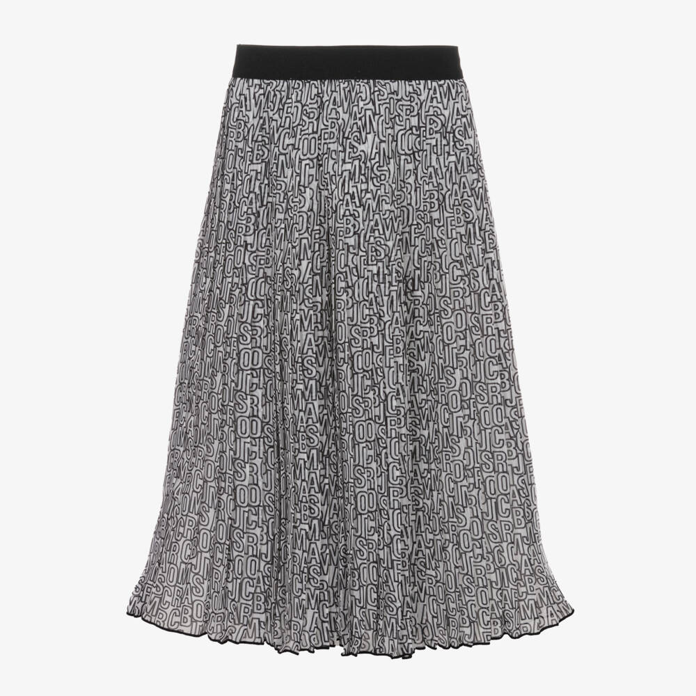 MARC JACOBS-تنورة أنيقة مطوية بالأبيض والأسود للبنات | Childrensalon Outlet