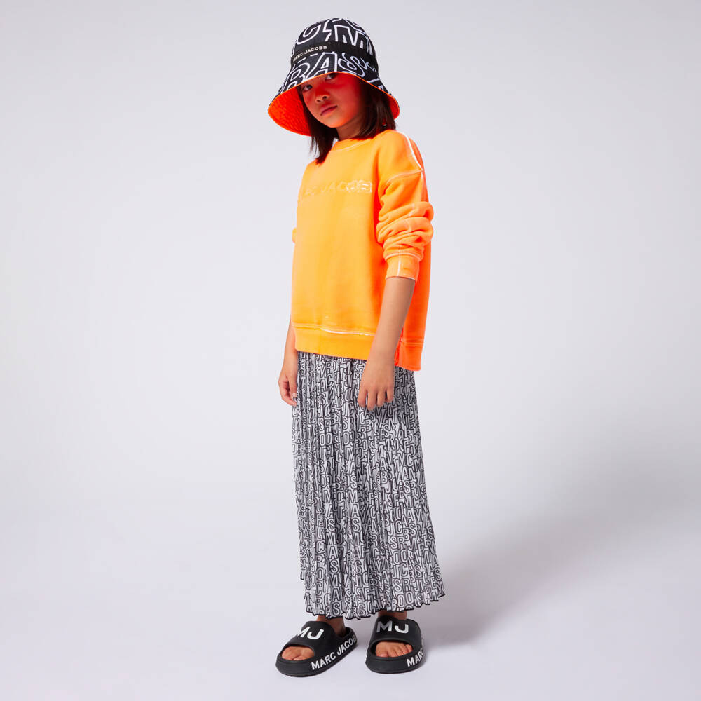 MARC JACOBS-تنورة أنيقة مطوية بالأبيض والأسود للبنات | Childrensalon Outlet