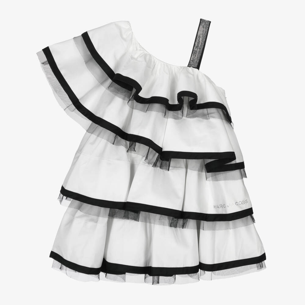 MARC JACOBS-Girls Elegant Monochrome Ruffle Gown | Childrensalon Outlet