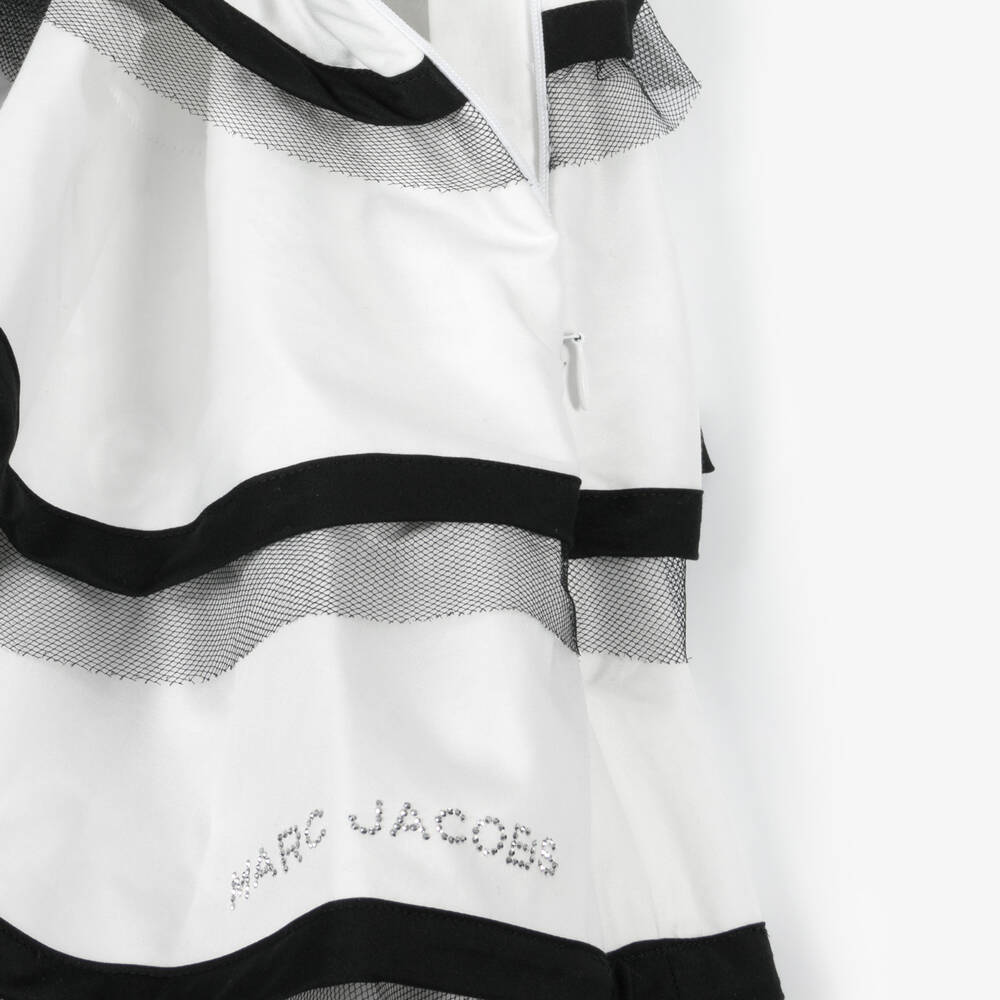 MARC JACOBS-Girls Elegant Monochrome Ruffle Gown | Childrensalon Outlet