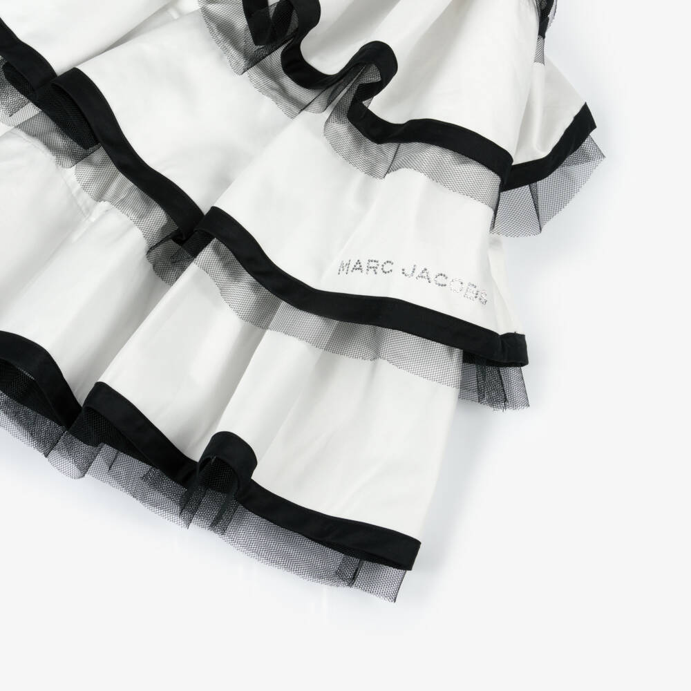 MARC JACOBS-Girls Elegant Monochrome Ruffle Gown | Childrensalon Outlet