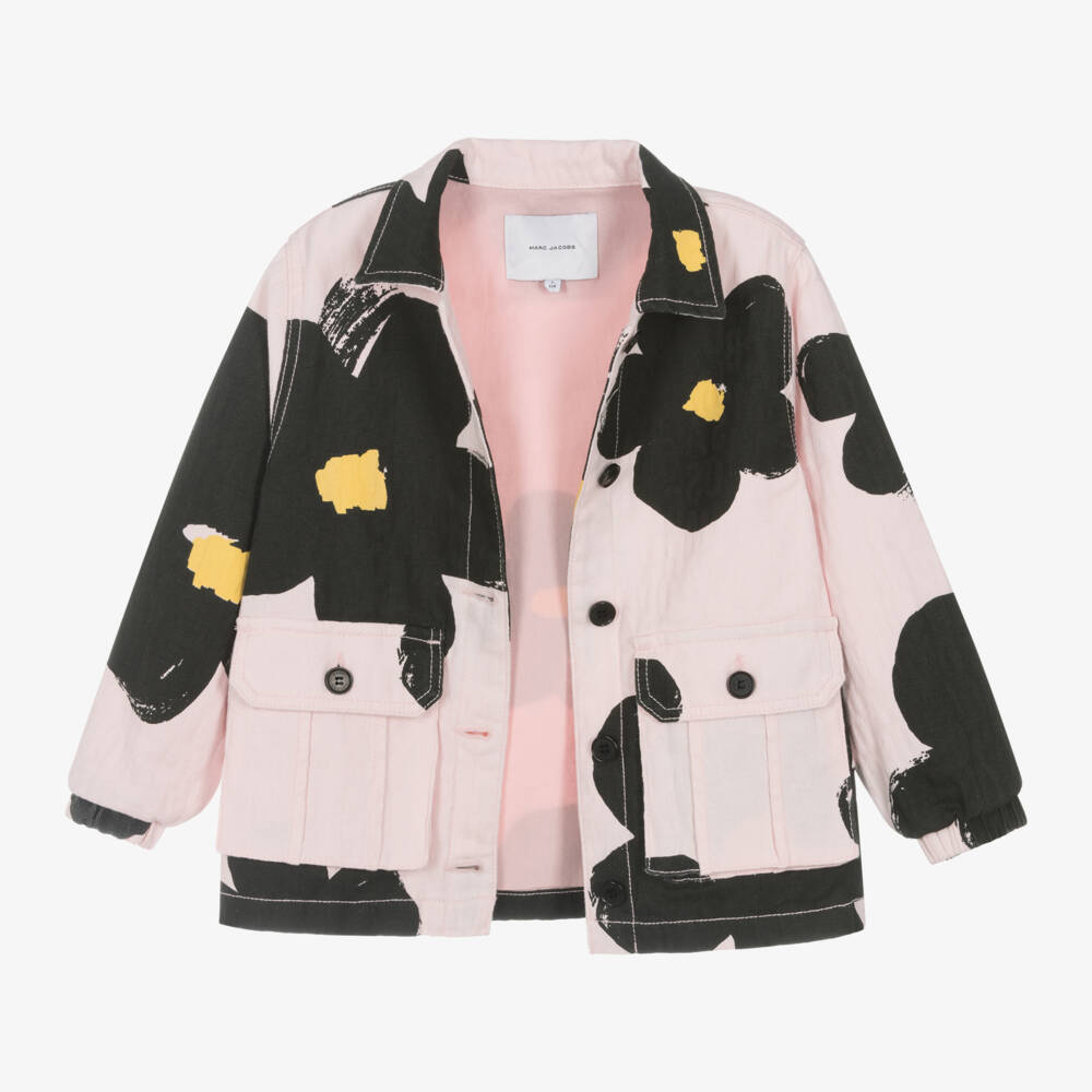 MARC JACOBS-Girls Elegant Pink Jacquard Coat | Childrensalon Outlet