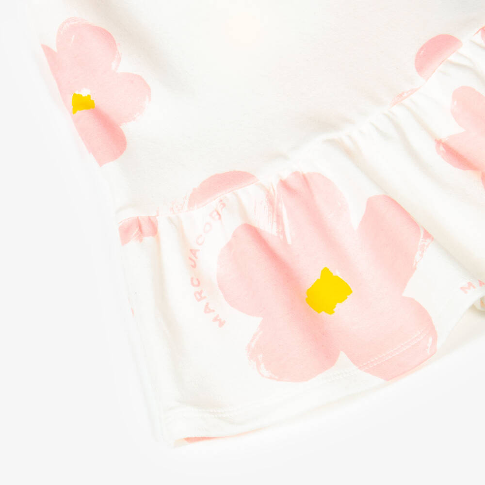 MARC JACOBS-Платье из хлопка с цветочным узором кремовое розовое для девочек | Childrensalon Outlet