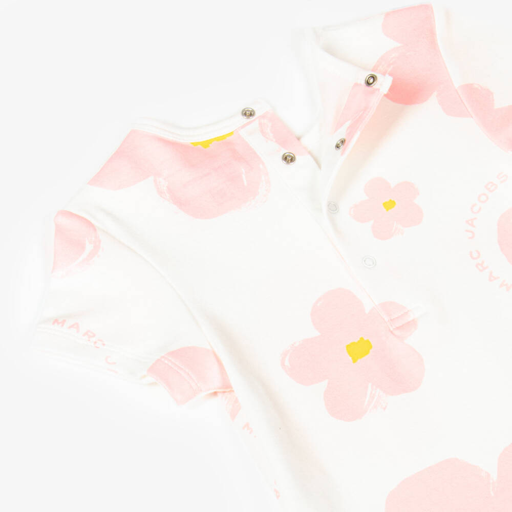 MARC JACOBS-Платье из хлопка с цветочным узором кремовое розовое для девочек | Childrensalon Outlet