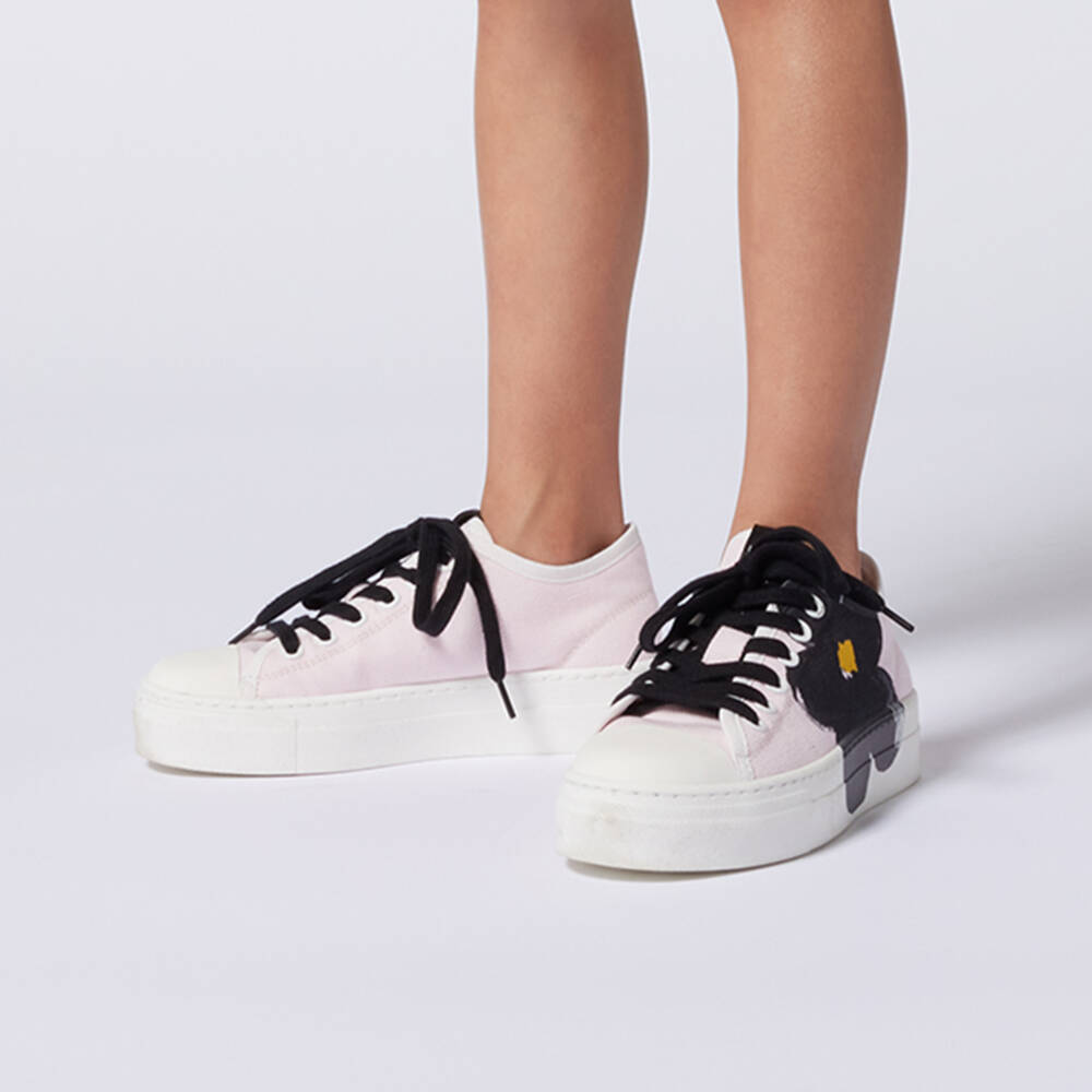 MARC JACOBS-حذاء رياضي بناتي وردي مزين بالزهور | Childrensalon Outlet