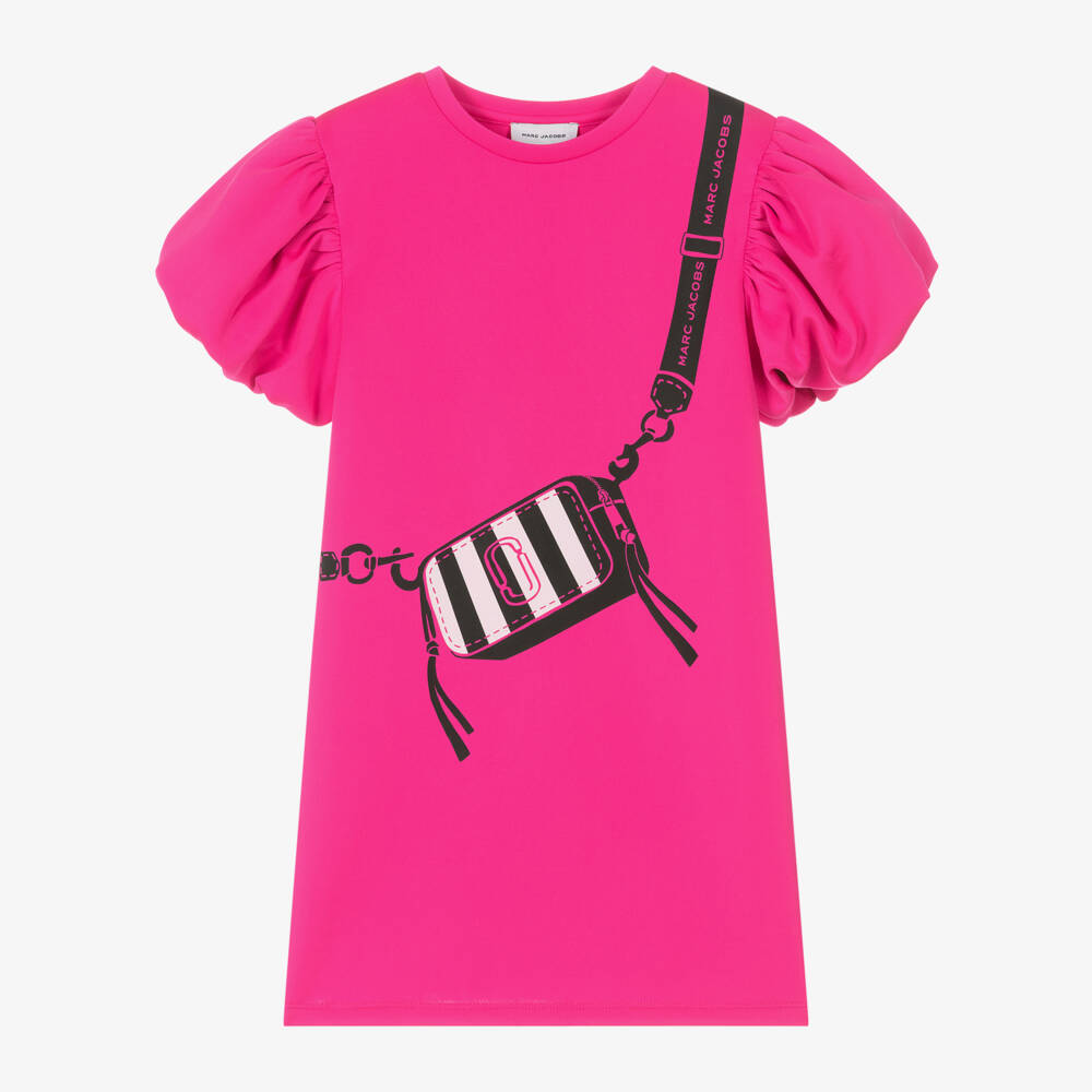 MARC JACOBS-Girls Fuchsia Bag Graphic Jersey Dress | Childrensalon Outlet