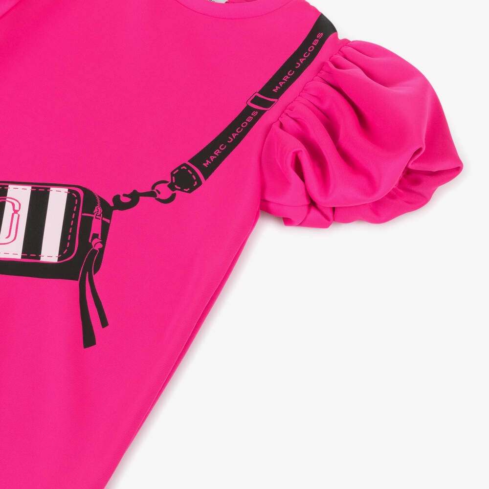 MARC JACOBS-Girls Fuchsia Bag Graphic Jersey Dress | Childrensalon Outlet