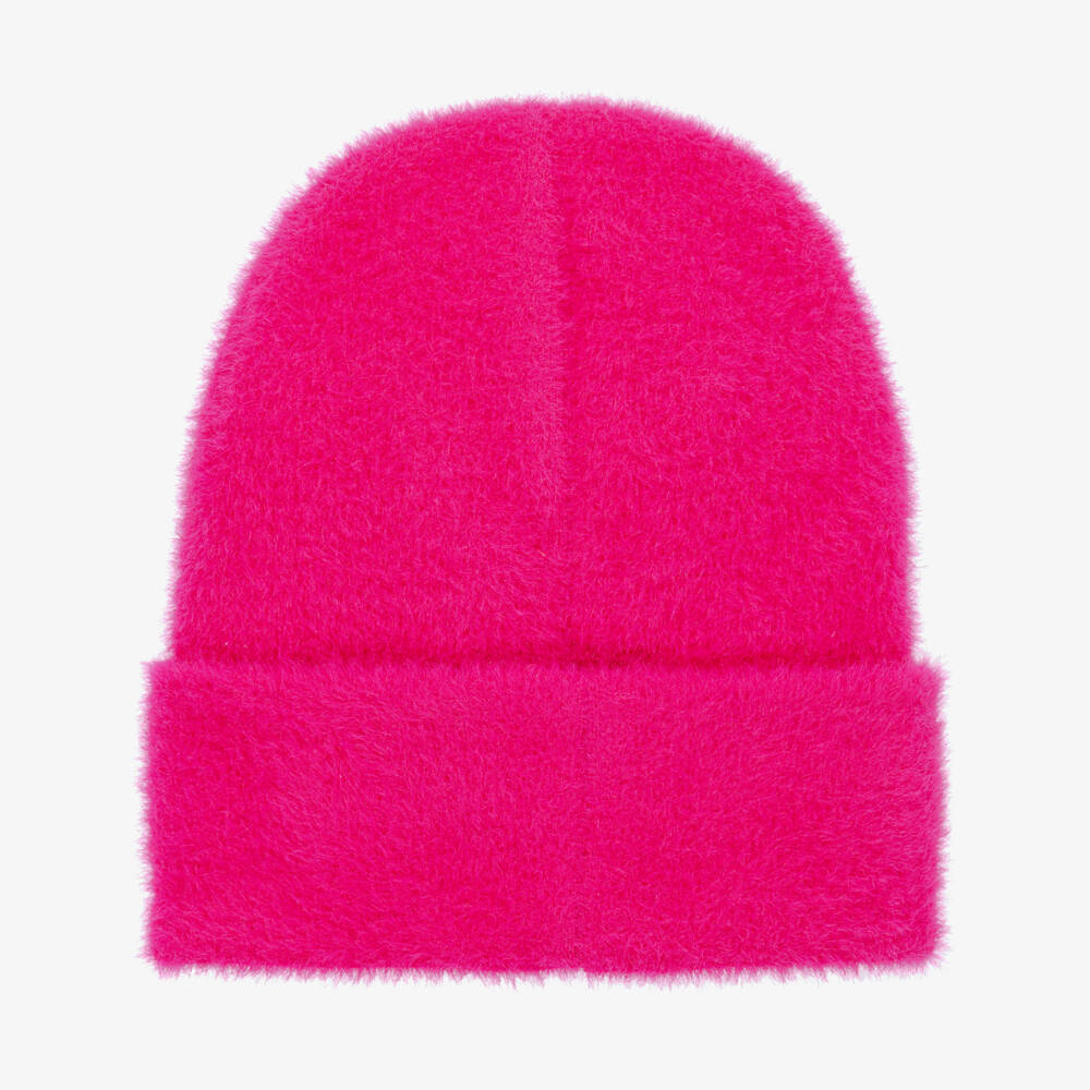 MARC JACOBS-Girls Fuchsia Fluffy Knit Hat | Childrensalon Outlet