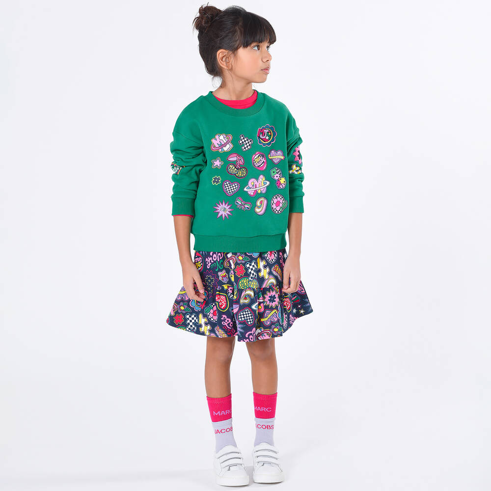 MARC JACOBS-Girls Green Cotton Patches Sweatshirt | Childrensalon Outlet