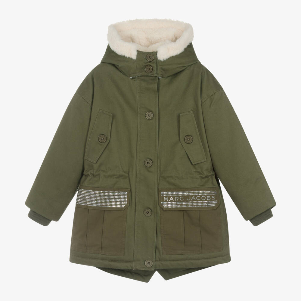 MARC JACOBS-Girls Hooded Green Parka Coat | Childrensalon Outlet