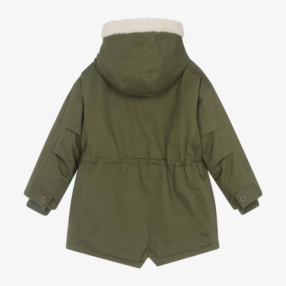 MARC JACOBS-Girls Hooded Green Parka Coat | Childrensalon Outlet