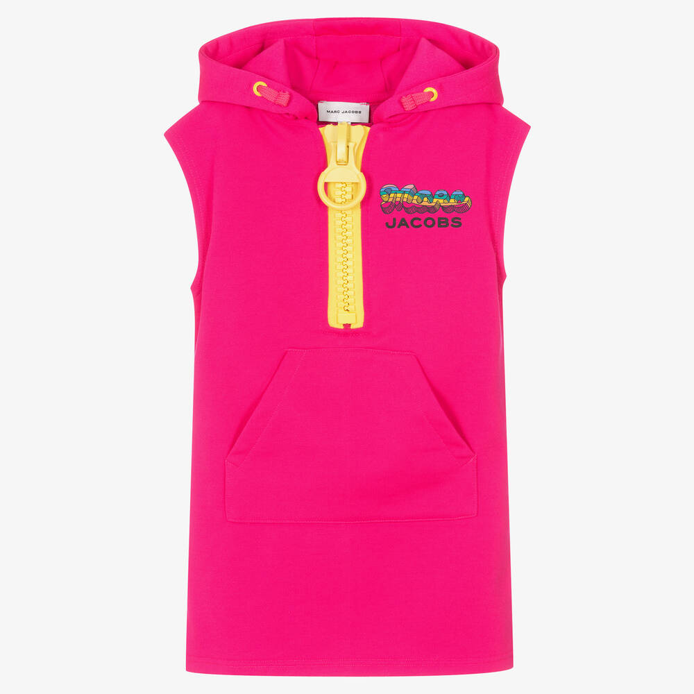 MARC JACOBS - Girls Hooded Pink Jersey Zip-Up Dress | Childrensalon