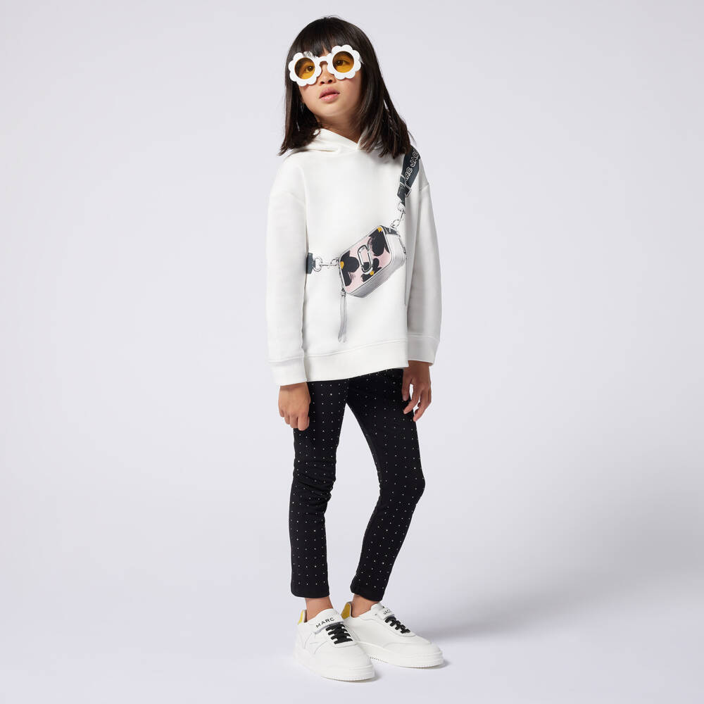 MARC JACOBS-Girls Ivory Cotton Bag Graphic Hoodie | Childrensalon Outlet