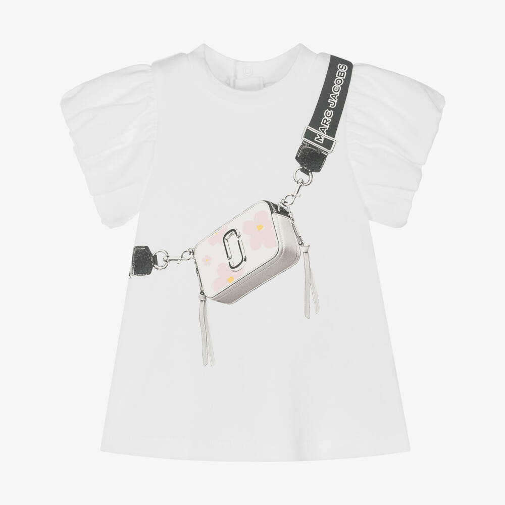 MARC JACOBS-Платье с иллюстрацией из кремового хлопка для девочек | Childrensalon Outlet