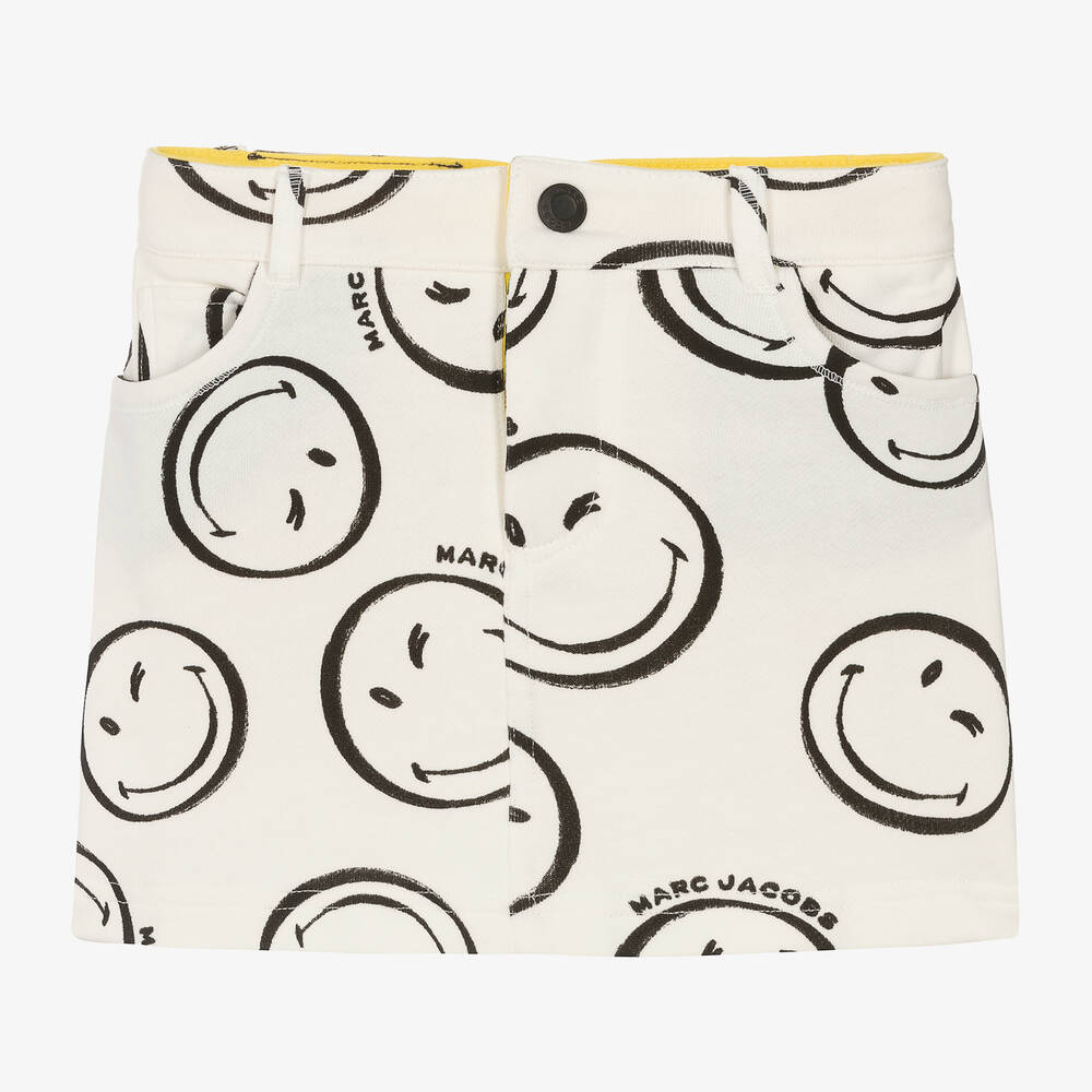 MARC JACOBS-Girls Ivory Cotton Smiley Faces Skirt | Childrensalon Outlet