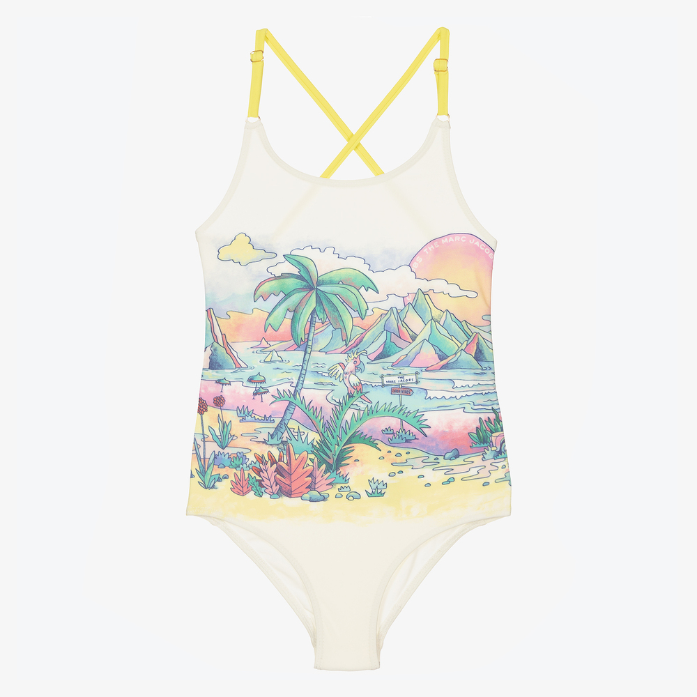 MARC JACOBS - Girls Ivory Hawaiian Swimsuit | Childrensalon