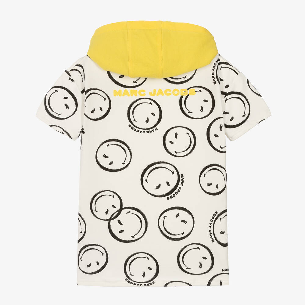 MARC JACOBS-Girls Ivory Hooded Smiley Faces Dress | Childrensalon Outlet