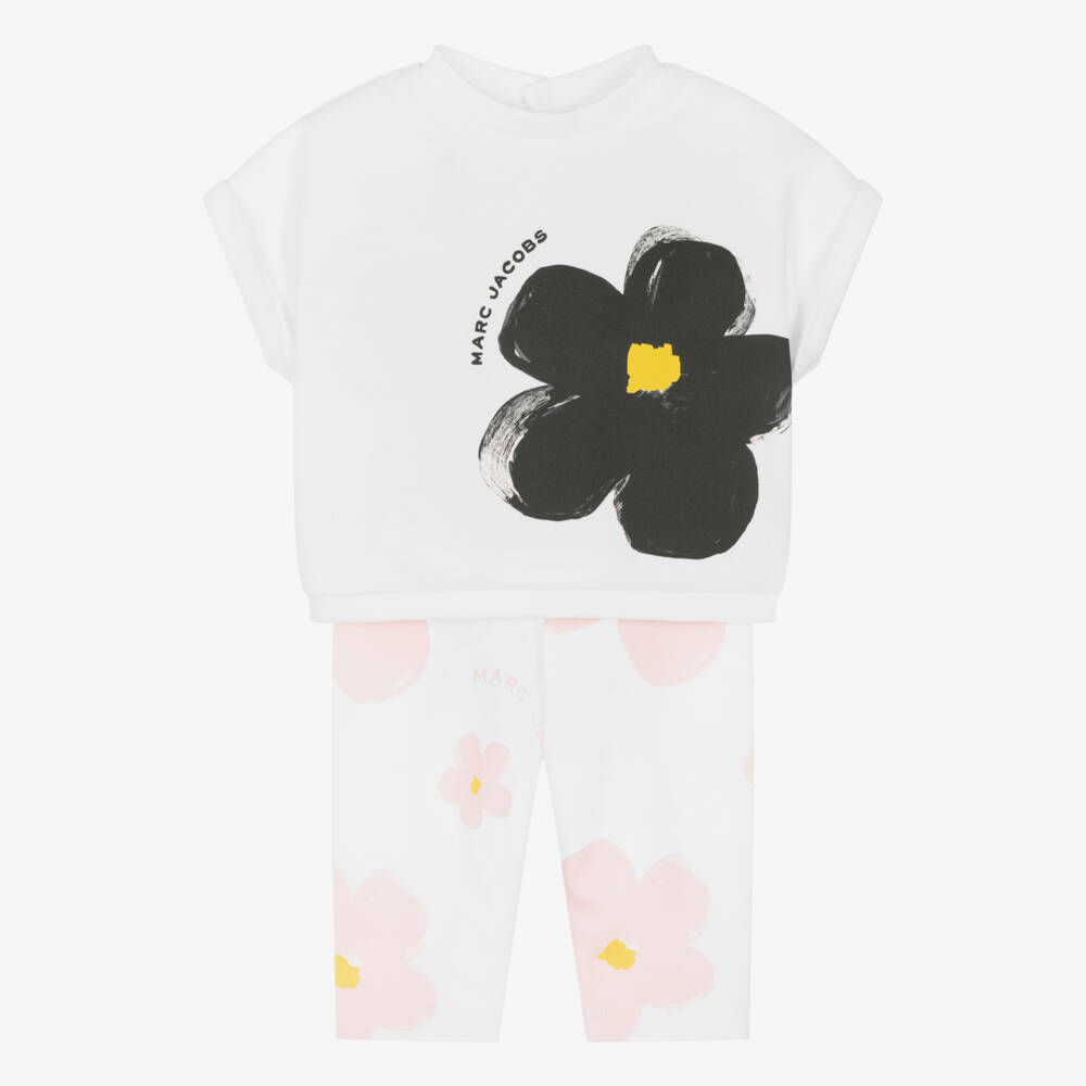 MARC JACOBS-طقم بناتي عاجي ووردي بنقشة الأزهار | Childrensalon Outlet
