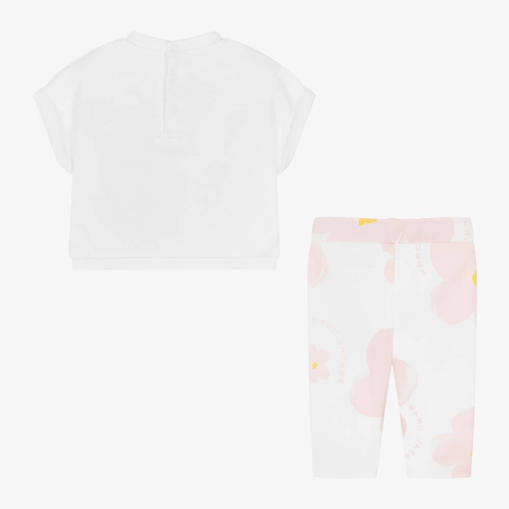 MARC JACOBS-Girls Ivory & Pink Daisy Legging Set | Childrensalon Outlet