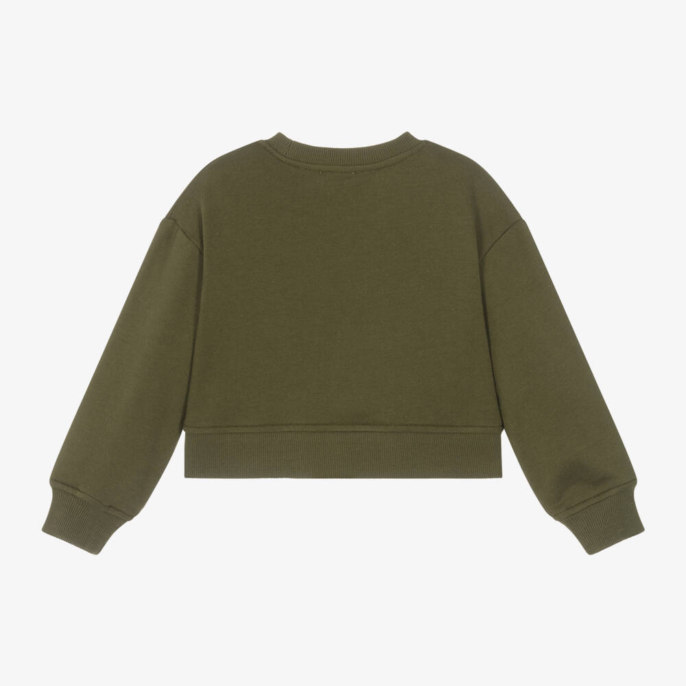 MARC JACOBS-Girls Khaki Diamanté Logo Sweatshirt | Childrensalon Outlet