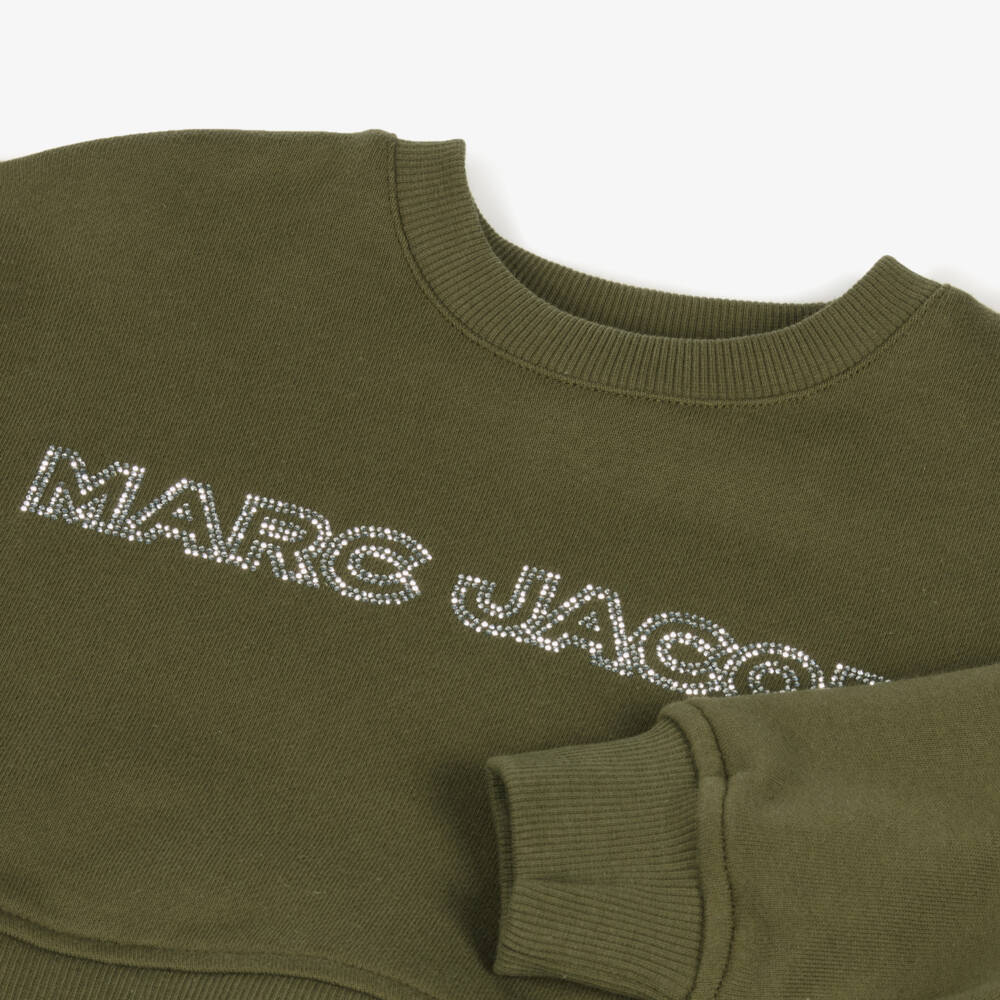 MARC JACOBS-Girls Khaki Diamanté Logo Sweatshirt | Childrensalon Outlet