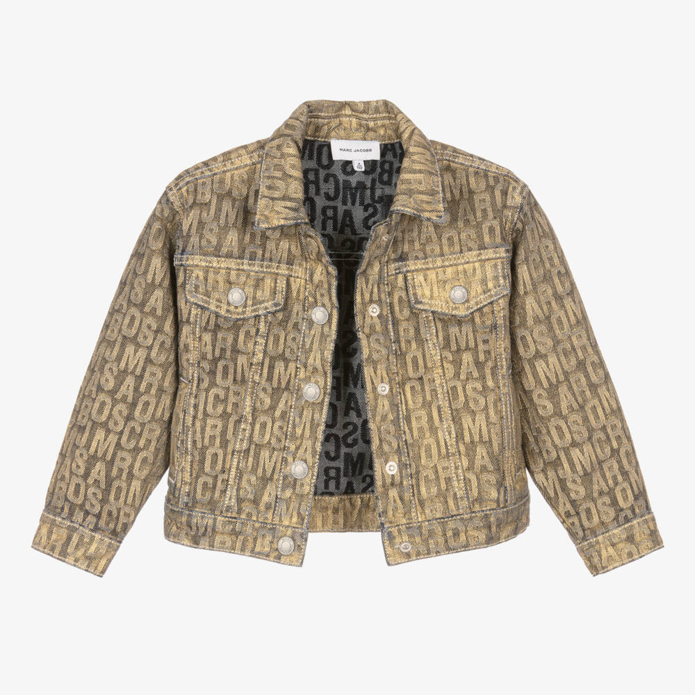 MARC JACOBS-Girls Metallic Logo Denim Jacket | Childrensalon Outlet
