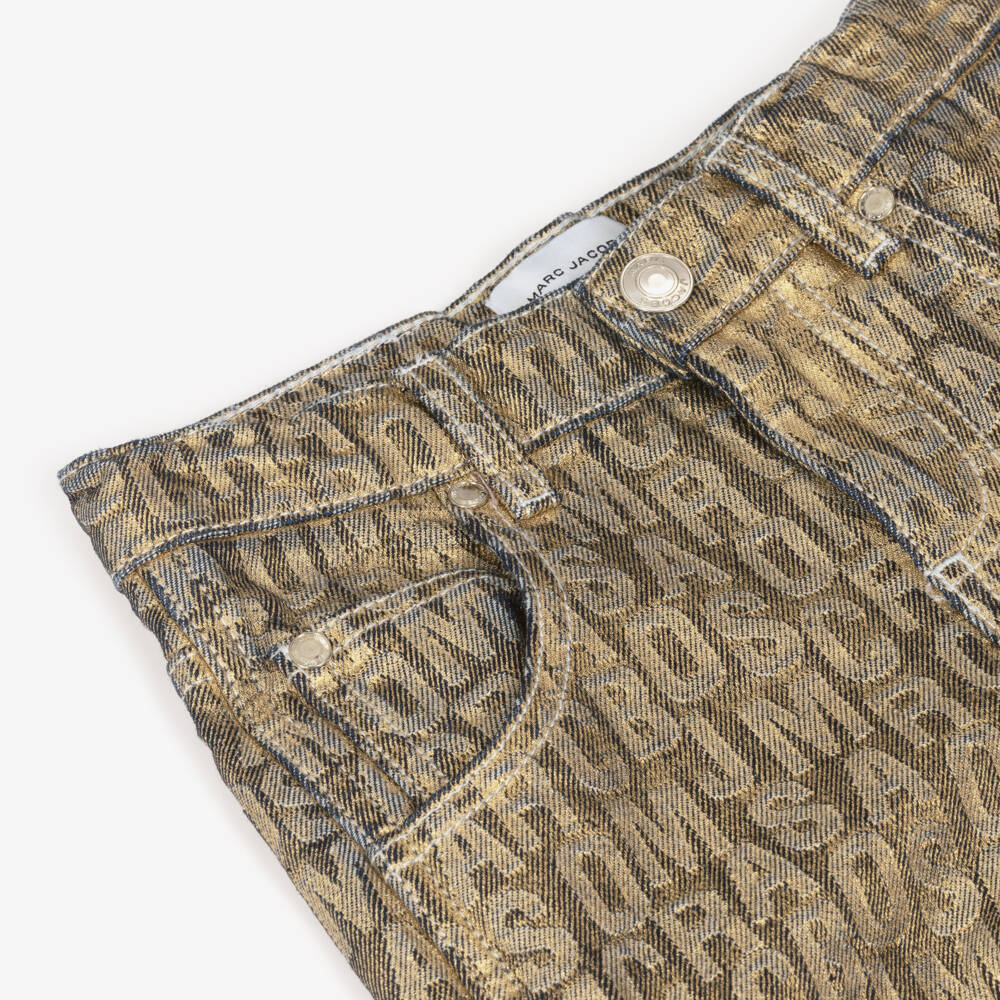 MARC JACOBS-Girls Metallic Logo Denim Trousers | Childrensalon Outlet