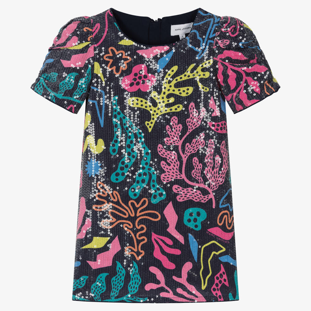 MARC JACOBS - Girls Multicoloured Coral Sequin Dress | Childrensalon