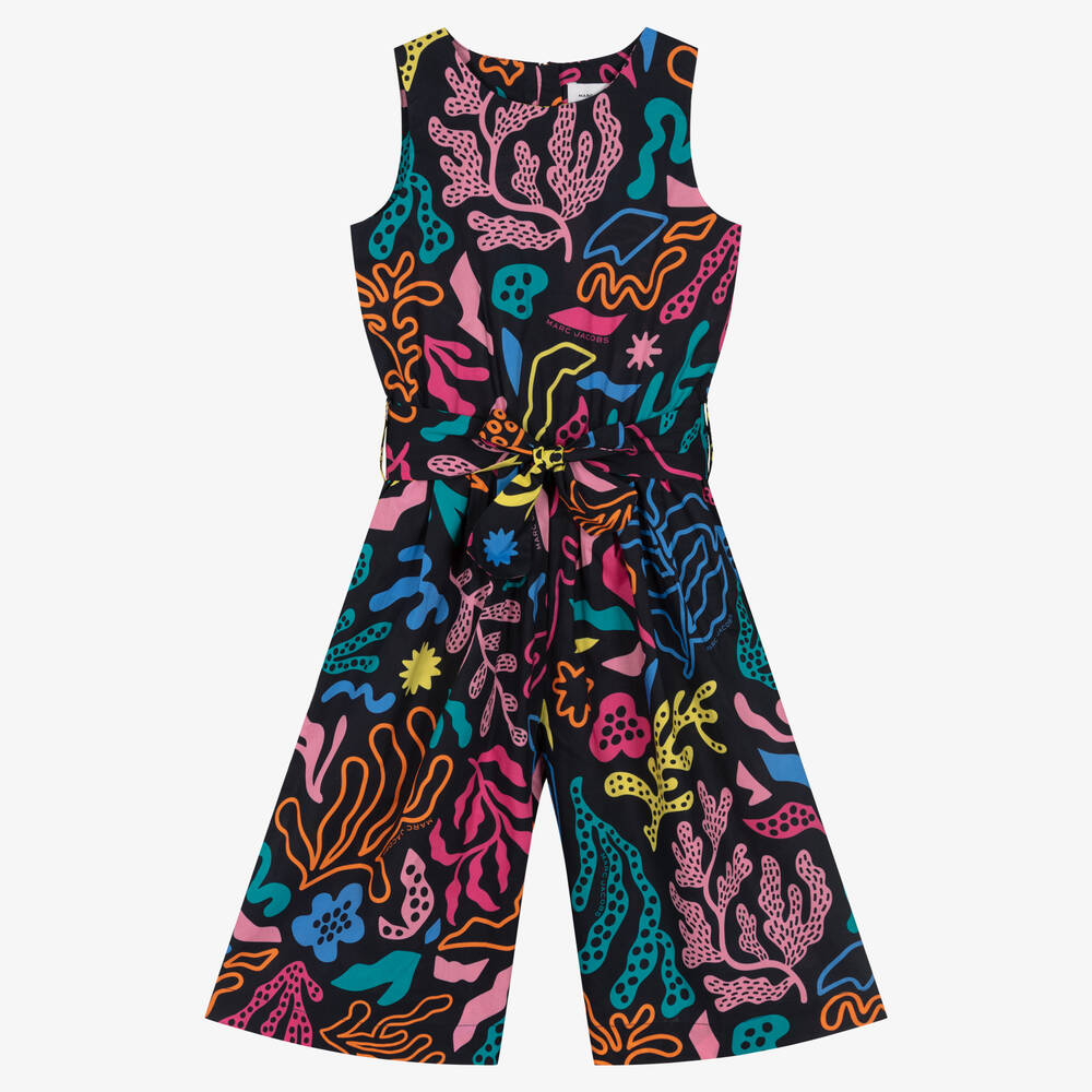 MARC JACOBS - Girls Navy Blue Coral Print Jumpsuit | Childrensalon