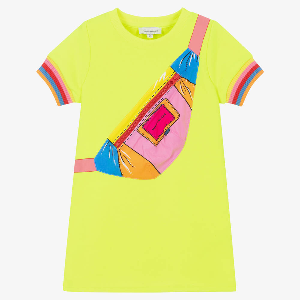 MARC JACOBS - Неоново-желтое платье с принтом-сумкой | Childrensalon